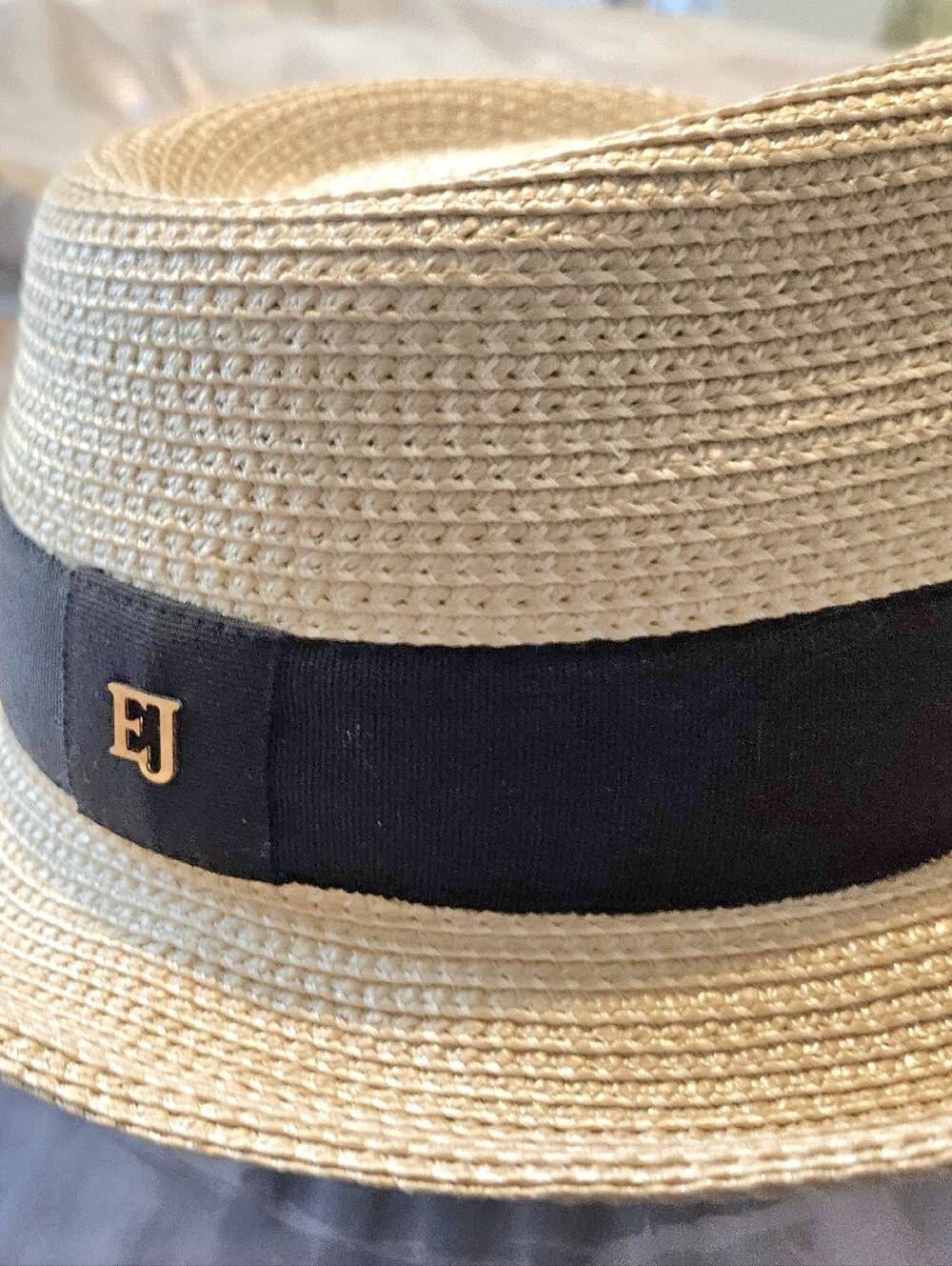 Eric Javits Cream Straw Trilby with Black Band Never Worn